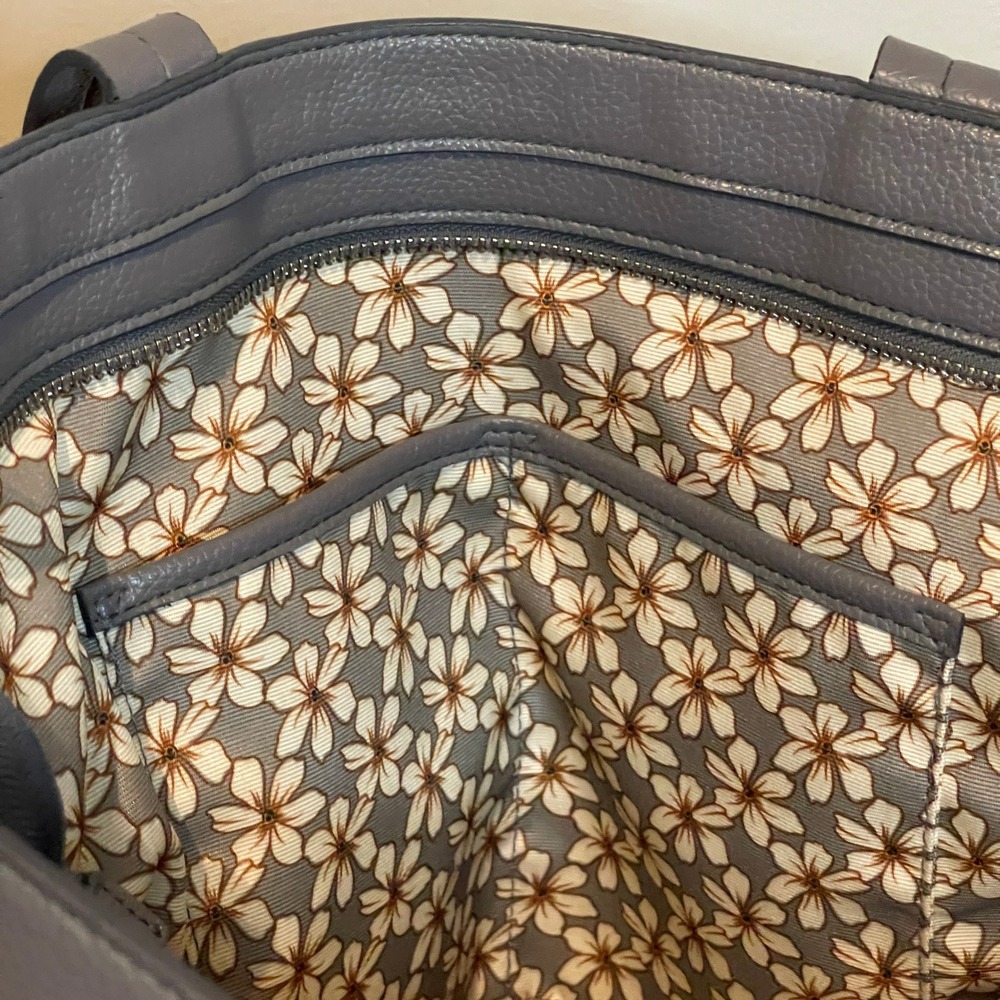 Vera Bradley East West Tote Bag Gray Floral Interior Work Travel Everyday‎ - Picture 9 of 13